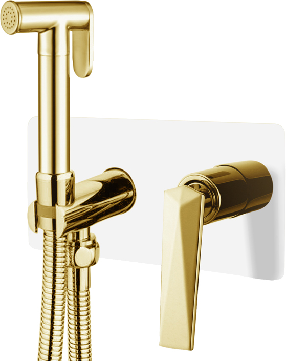 Гигиенический душ Boheme Venturo 387-W со смесителем, золото/белый
