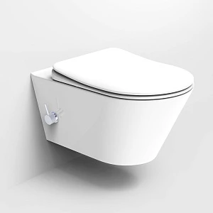 Чаша для унитаза подвесного Boheme Avva 972-2-W с функцией биде и смесителем, белый глянец