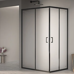 Душевой уголок RGW Passage PA-040B 90x100 см, профиль черный, стекло матовое-сатинат
