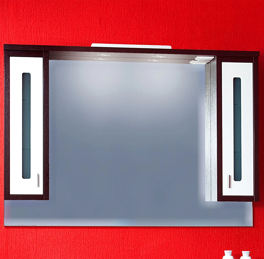 Зеркало-шкаф Бриклаер Бали 120 венге, белый глянец