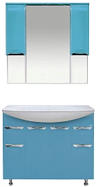 Мебель для ванной Misty Орхидея 105 напольная, 2 ящика, голубая эмаль