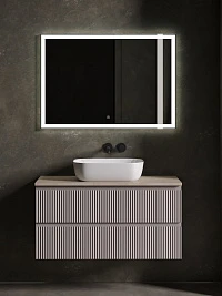 Мебель для ванной Sancos Snob R 100 подвесная, столешница kreman, Doha Soft (без отверстия под смеситель)