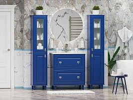 Мебель для ванной Misty Версаль 80 напольная, 2 ящика, синяя