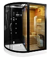 Душевая кабина Ceruttispa LUGANO Nero-R Black 180x110 с баней и финской сауной - превью 1