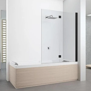 Шторка на ванну Novellini Young Y21BSV120D-1H 120х151,6 см, профиль черный матовый, стекло прозрачное