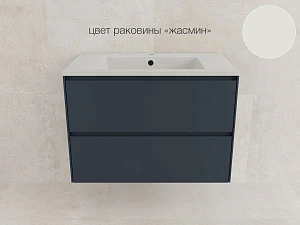 Тумба с раковиной Style Line Лима 80 подвесная, 2 ящика, графит (Раковина Жасмин)