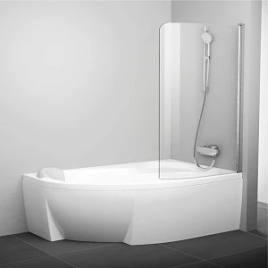 Шторка на ванну Ravak Rosa CVSK1 160/170 R Transparent, профиль сатин