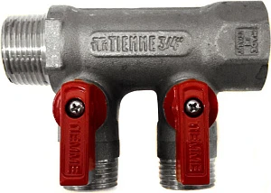 Коллектор Tiemme 1/2&quot; х 3/4&quot;, никелированный, 2 выхода