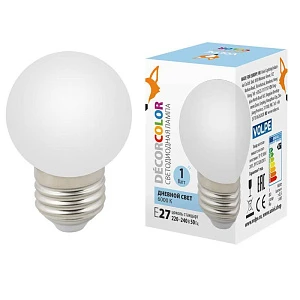 Лампа декоративная светодиодная Volpe LED-G45-1W/6000K/E27/FR/С UL-00005806
