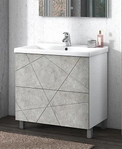 Тумба с раковиной Vigo Geometry 70 напольная, 2 ящика, бетон