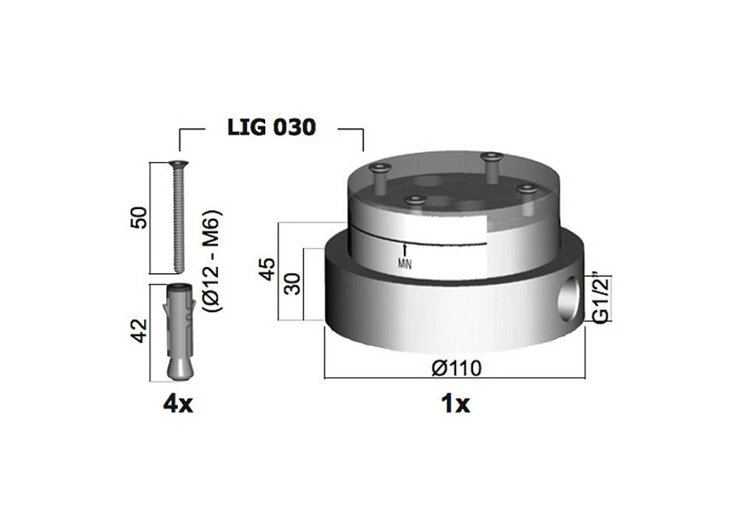 Скрытая часть Paffoni Light LIG030 для напольного смесителя