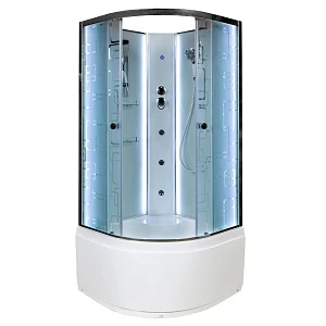 Душевая кабина AvaCan EM5011NLED+GM, 110х110х208 см, стекло с узором, профиль хром
