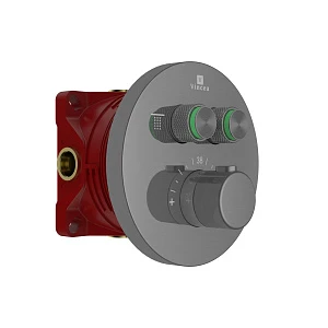 Смеситель для душа Vincea VSCV-322T-MGM встраиваемый, двухфункциональный, термостатический, вороненая сталь