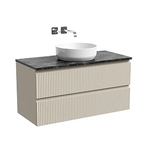 Тумба со столешницей Sancos Snob R 100 подвесная, столешница black sky, Beige Soft (без отверстия под смеситель)