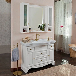 Мебель для ванной La Beaute Classic Michel 120 белый матовый, фурнитура бронза