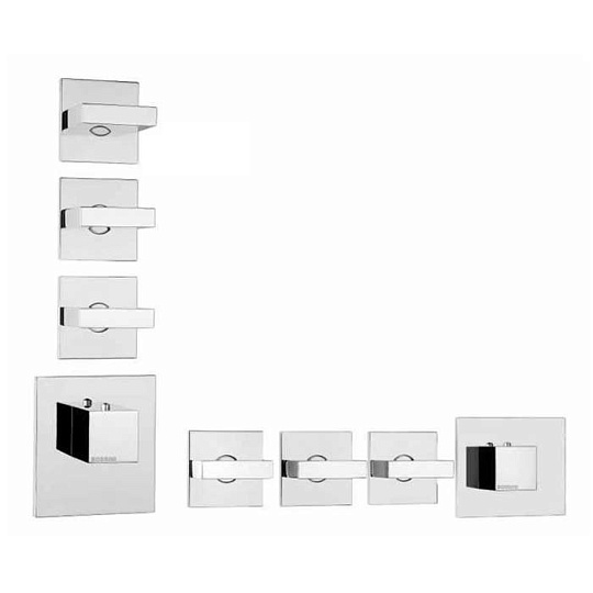 Термостат Bossini Rectangular Z033205.030 для ванны с душем, на 3 потребителя. хром