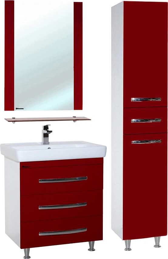 Мебель для ванной Bellezza Рокко 70 с 3 ящиками напольная красная (Тигода)
