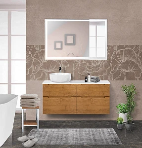Мебель для ванной BelBagno Etna H-60 120 L подвесная, со столешницей, 4 ящика, Rovere Nature