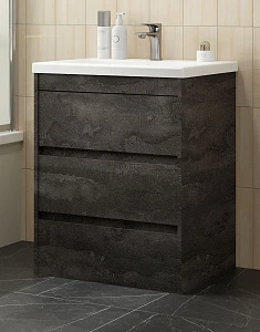 Тумба с раковиной Art&Max Family-M 58 напольная, 3 ящика, Iron Stone