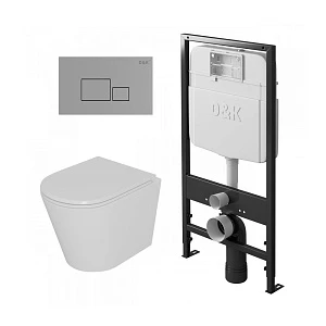 Комплект инсталляция D&K DI8055119 + унитаз D&K Venice DT1026016 + кнопка D&K Quadro DB1519001