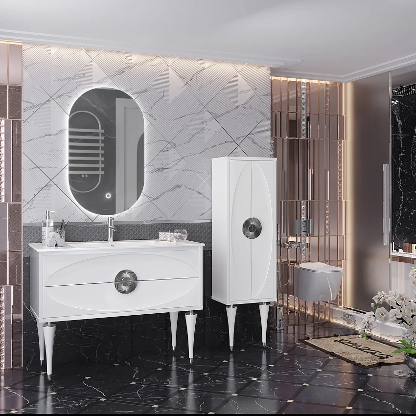 Мебель для ванной Opadiris Ибица 120 напольная, белая, фурнитура хром