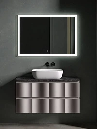 Мебель для ванной Sancos Snob R 100 подвесная, столешница black sky, Doha Soft (без отверстия под смеситель)