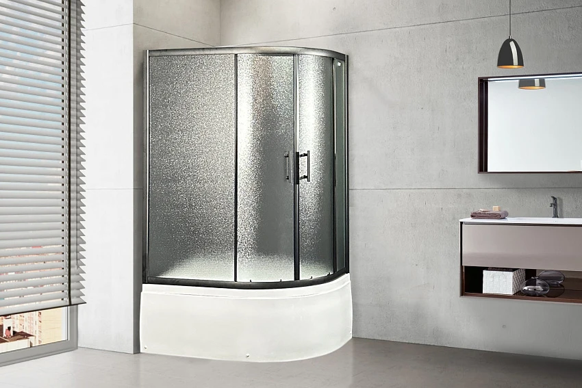 Душевой угол Royal Bath Practic RB 8120BK-C-BL L стекло рифленое, профиль черный