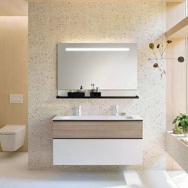 Мебель для ванной Burgbad Fiumo 120 подвесная белая глянцевая/кашемировый дубовый