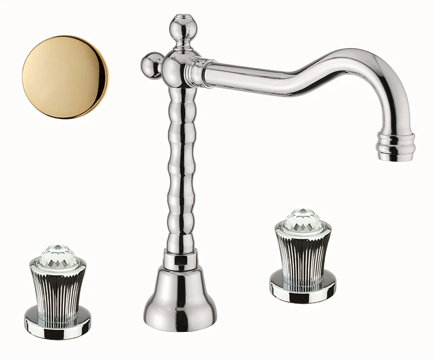 Смеситель Fiore Venere Sky Swarovski 13OO0637 для раковины с донным клапаном золото