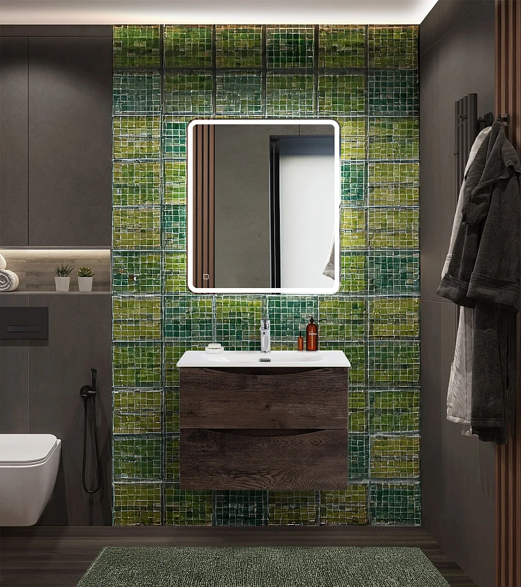 Мебель для ванной BelBagno Marino-Cer-N 70 подвесная, 2 ящика, Rovere Nature Grigio