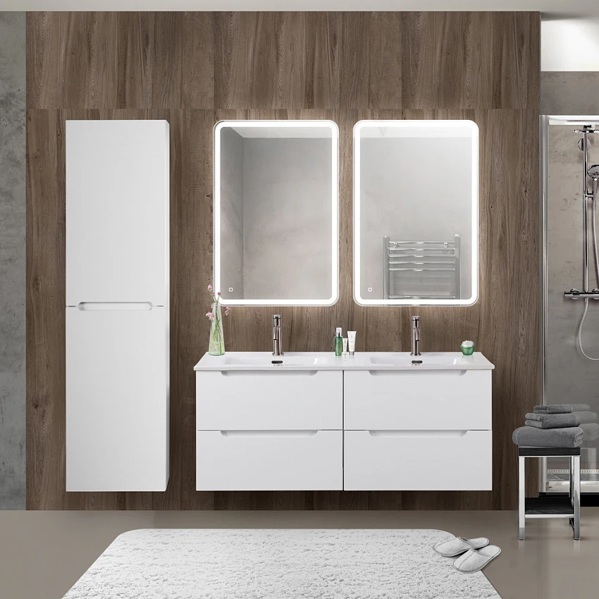 Мебель для ванной Belbagno Etna 120 подвесная, 4 ящика, Bianco Lucido (раковина BelBagno BB1200-2-ETL)