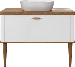 Тумба с раковиной VOQ Maestro 100 ultra white/natural walnut