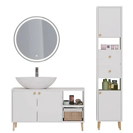 Мебель для ванной Dreja Luno 100 напольная, белый глянец