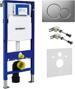 Инсталляция для унитазов Geberit Duofix UP320 111.300.00.5 с кнопкой смыва матовый хром, шум