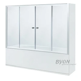 Шторка на ванну Byon WT 170 профиль белый, стекло прозрачное