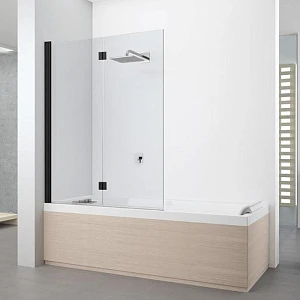 Шторка на ванну Novellini Young Y21BSV120S-1H 120х151,6 см, профиль черный матовый, стекло прозрачное