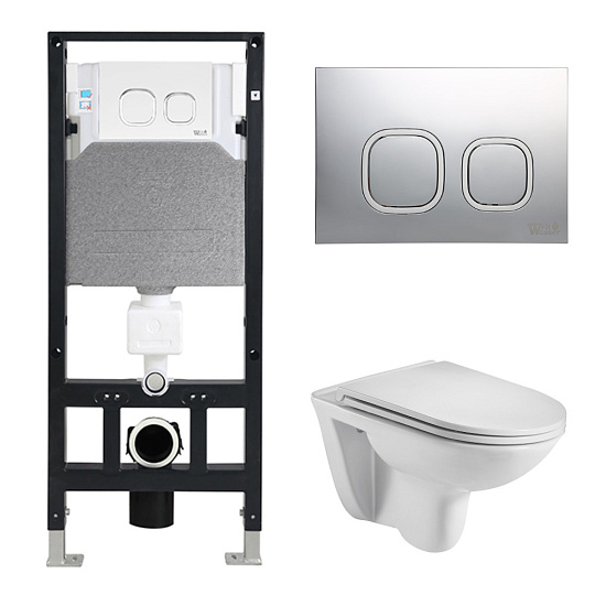 Комплект Weltwasser 10000006769 унитаз Baarbach 004 GL-WT + инсталляция + кнопка Amberg RD-MT CR