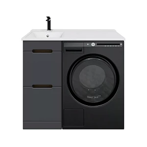 Тумба с раковиной SanStar Darko 40 напольная, дуб вотан/графит софт (раковина Персона 100 L)