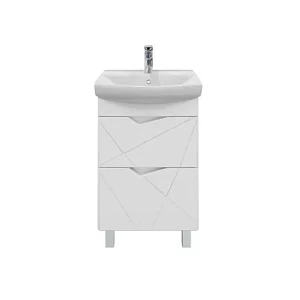 Тумба с раковиной SanStar Линни 50 напольная, 2 ящика, белая (раковина Клермонт 50)
