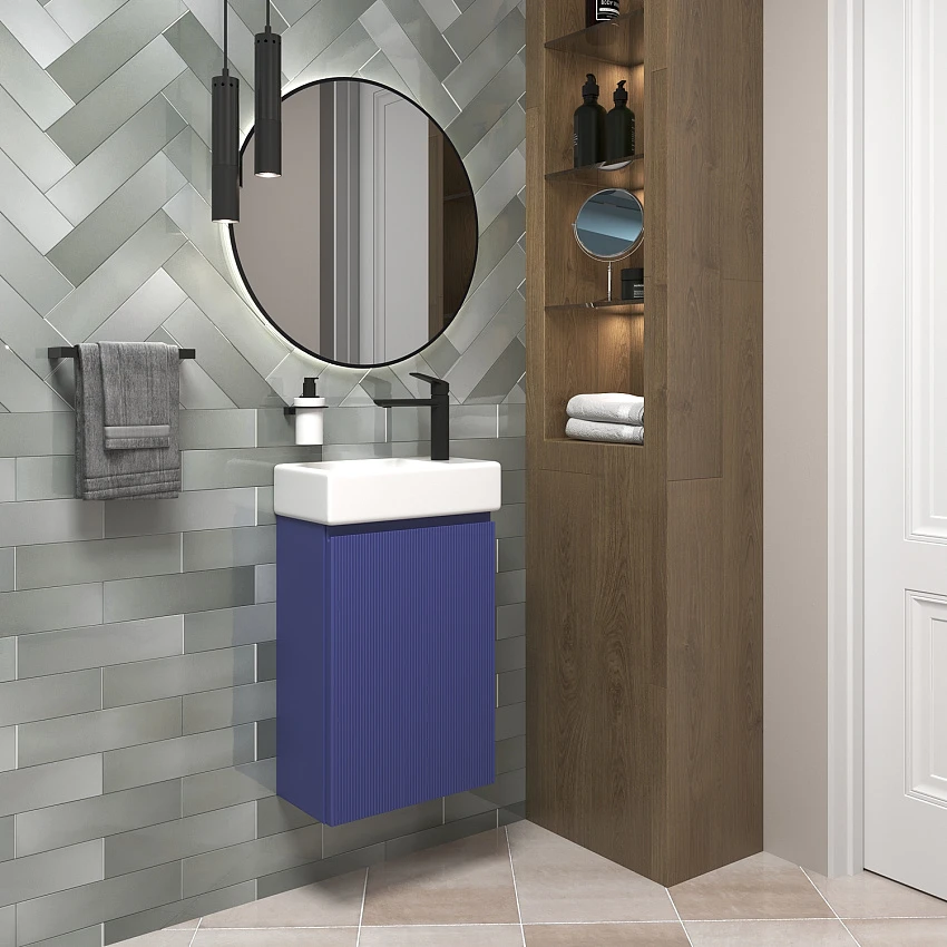 Мебель для ванной Wellsee WC Area 40 подвесная, синий матовый