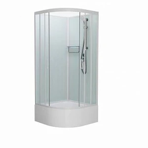 Душевая кабина Frank F409/2 White 90x90x215 см, стекло прозрачное, профиль хром