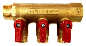 Коллектор Tiemme 1/2&quot; х 3/4&quot;, латунный, 3 выхода