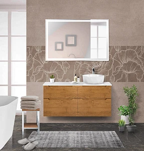 Мебель для ванной BelBagno Etna H-60 120 R подвесная, со столешницей, 4 ящика, Rovere Nature