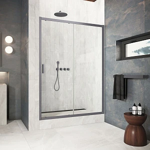 Душевая дверь Vegas Glass ZP Protec 120 06 01 120х200 профиль GunMetal, стекло прозрачное