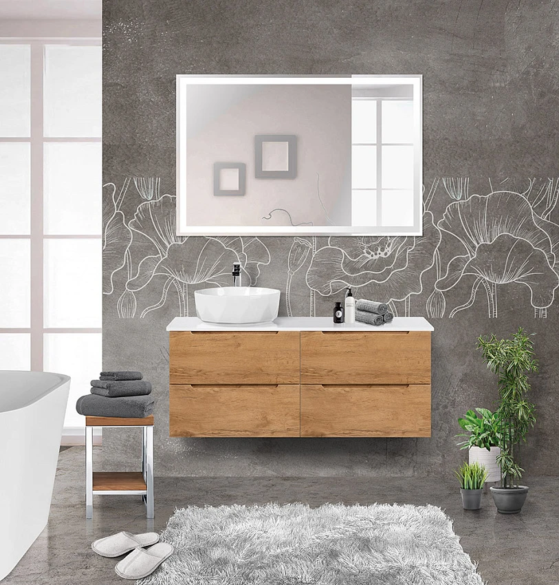 Мебель для ванной BelBagno Etna 120 L подвесная, 4 ящика, Rovere Nature