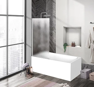 Шторка на ванну BelBagno Uno V-1 90x150 профиль хром глянцевый, стекло рифленое