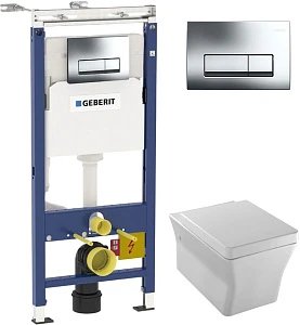 Комплект инсталляция Geberit Duofix Платтенбау 458.125.21.1 4 в 1 + унитаз Jacob Delafon Reve E4811