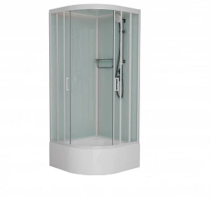 Душевая кабина Frank F409/2 White 90x90x220 см, стекло прозрачное, профиль хром