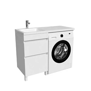 Тумба с раковиной Iddis Optima Home 110 L над стиральной машиной, напольная, с ящиками, белая