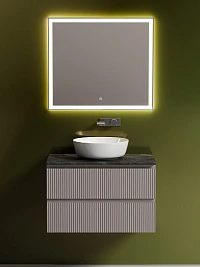 Мебель для ванной Sancos Snob T 80 подвесная, столешница black sky, Doha Soft (без отверстия под смеситель)
